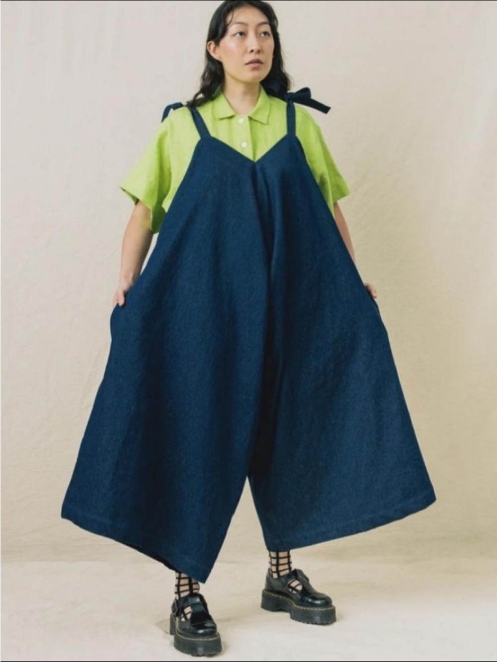 Nettle Studios OS Denim Wide Leg Overalls